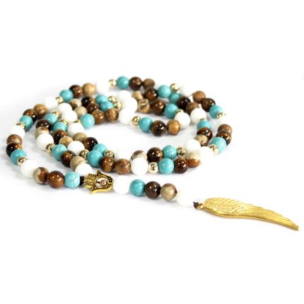 Angel Wing / Multi Beads Gemstone Necklace