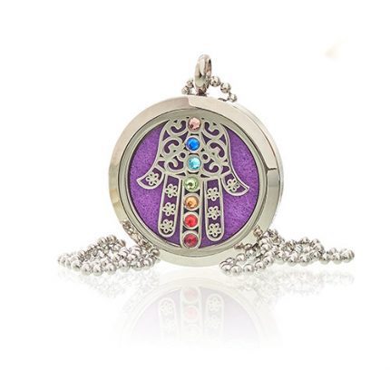 Hamsa Chakra Aromatherapy Necklace - 30mm: Embrace Protection and Find Inner Harmony