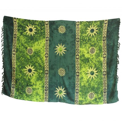 Bali Celtic Sarongs - Sun Symbols - Green
