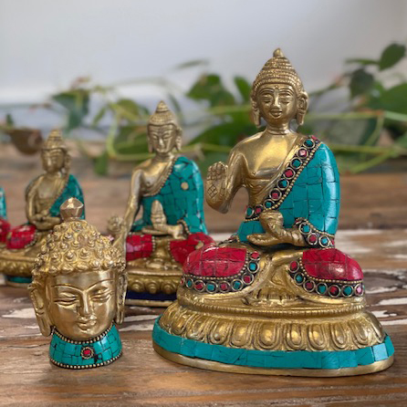 Brass Buddha Figure - Hands Down - 11.5 cm / Brass Buddha Figure Blessing 15cm 3 1
