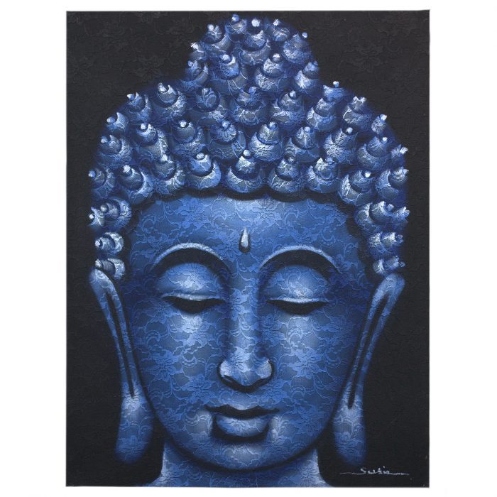 Buddah Painting - Blue Brocade Detail