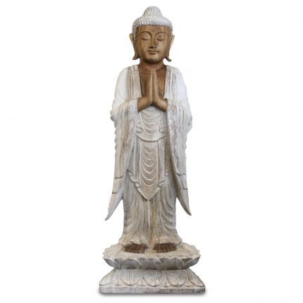 Buddha Statue Standing - Whitewash - 1m Welcome