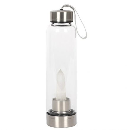 Clear Quartz Energising Glass Water Bottle