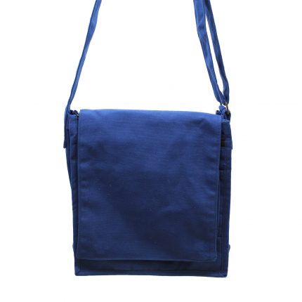 Cotton Canvas Messenger Bag - Navy Blue