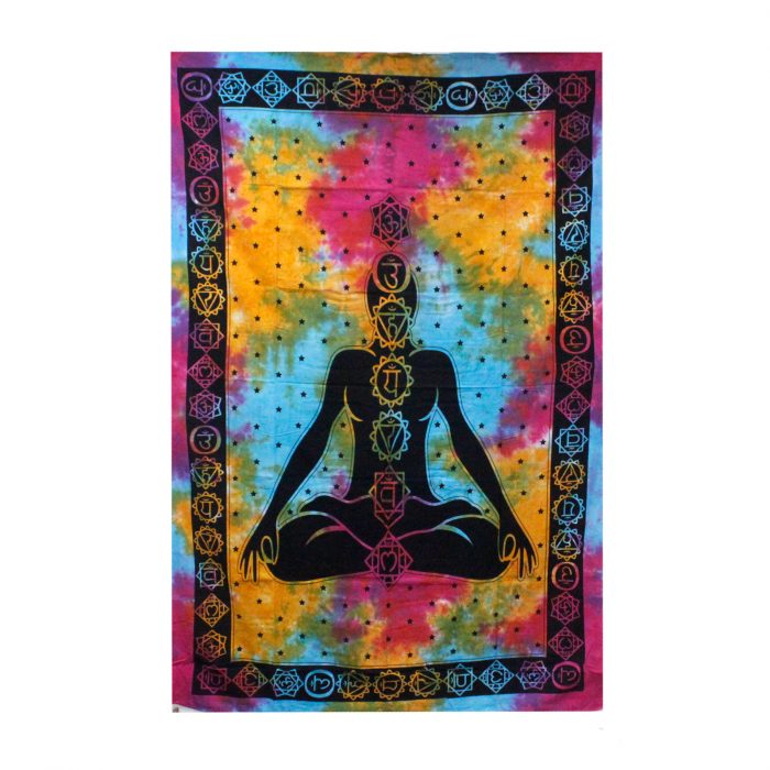 Double Cotton Bedspread + Wall Hanging - Chakra Buddha / Double Cotton Bedspread Wall Hanging Chakra Buddha 1