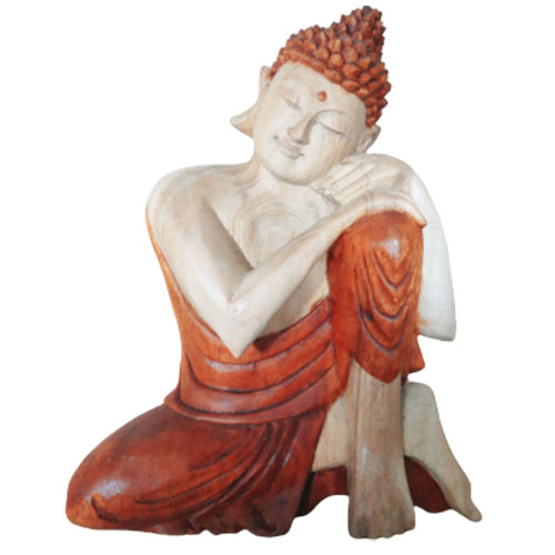 Hand Carved Buddha Statue - 25cm Thinking
