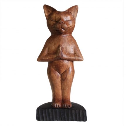 Handcarved Yoga Cats - Standing