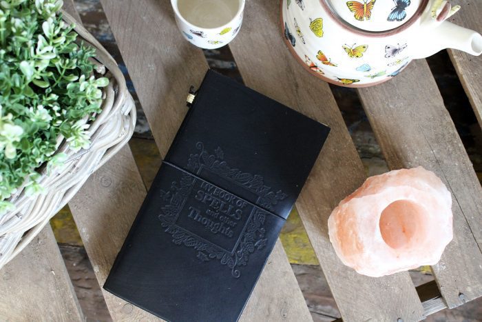 Handmade Leather Journal - My Book of Spells and other Thoughts - Black / Handmade Leather Journal My Book of Spells and other Thoughts Black 2