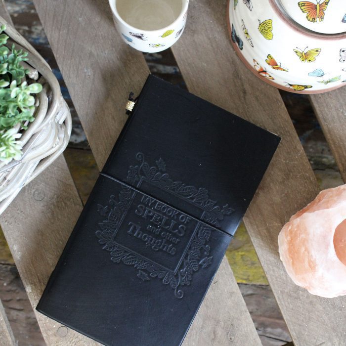 Handmade Leather Journal - My Book of Spells and other Thoughts - Black / Handmade Leather Journal My Book of Spells and other Thoughts Black 3
