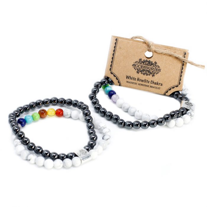 Magnetic Gemstone Bracelet - White Howlite Chakra / Magnetic Gemstone Bracelet White Howlite Chakra 2