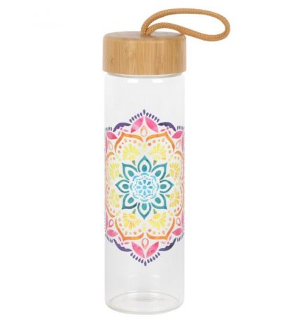 Mandala Reusable Glass Water Bottle