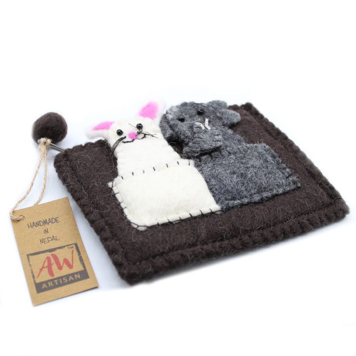 Pouch with Finger Puppets - Elephant & Mouse