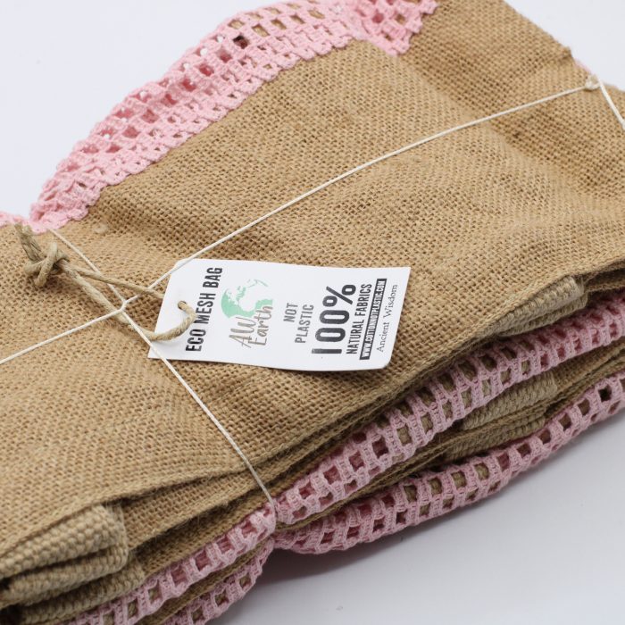 Pure Soft Jute and Cotton Mesh Bag - Rose / Pure Soft Jute and Cotton Mesh Bag Rose 2 1