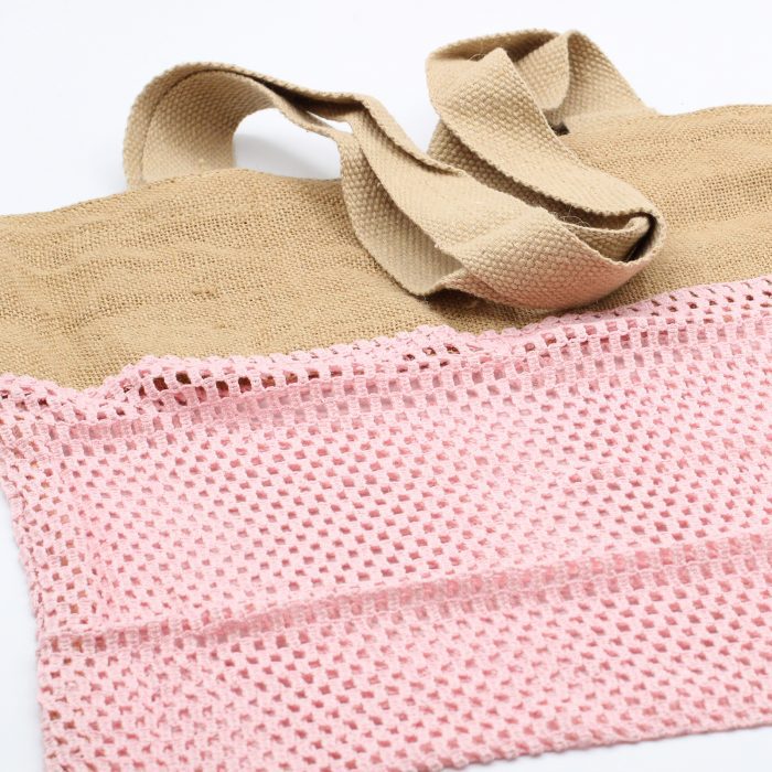 Pure Soft Jute and Cotton Mesh Bag - Rose / Pure Soft Jute and Cotton Mesh Bag Rose 3 1