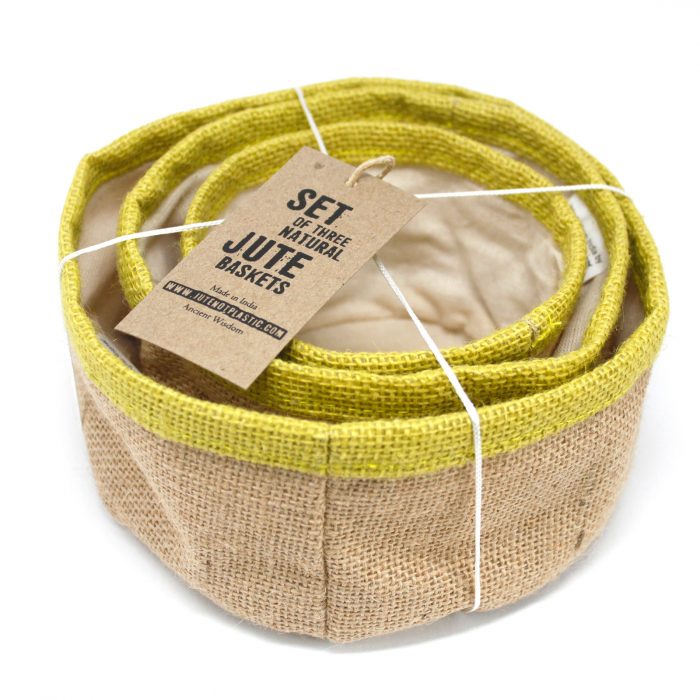 Set of 3 Natural Jute Baskets - Olive / Set of 3 Natural Jute Baskets Olive 1