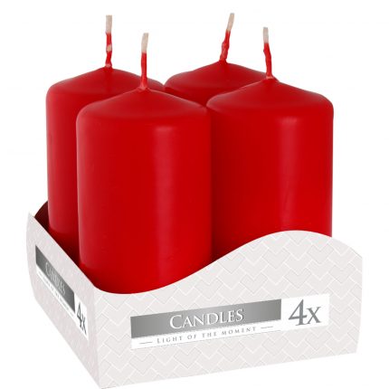Set of 4 Pillar Candles  40x80mm - Red