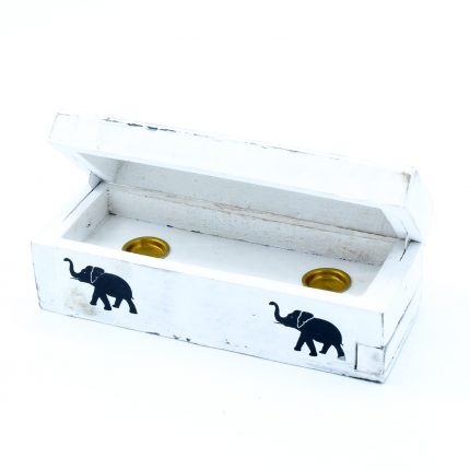 White Washed Incense Holder - Cone Smoke Box 15 cm