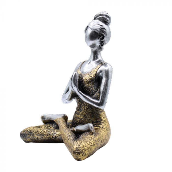 Yoga Lady Figure - Silver & Gold 24cm / Yoga Lady Figure Silver Gold 24cm 1