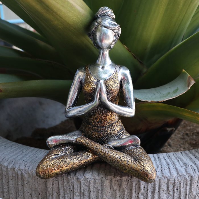 Yoga Lady Figure - Silver & Gold 24cm / Yoga Lady Figure Silver Gold 24cm 2 scaled