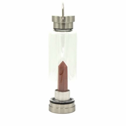Crystal Infused Glass Water Bottle - Invigorating Red Jasper - Obelisk