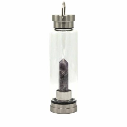 Crystal Infused Glass Water Bottle - Relaxing Amethyst - Obelisk