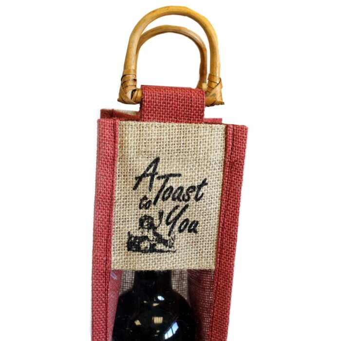 Burgundy Cane Handle & PVC panel Wine Bag - A Toast / Cane Handle PVC pannel Burgundy A Toast 2