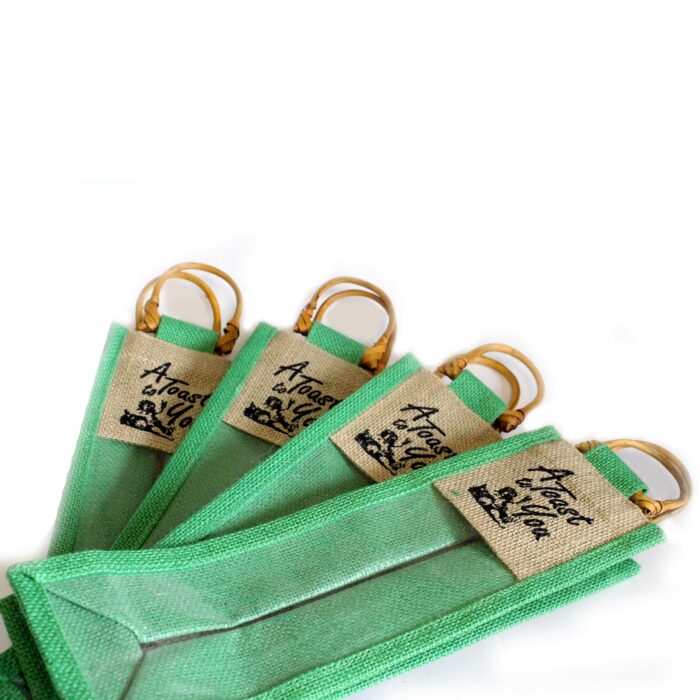 Green Cane Handle & PVC panel Wine Bag - A Toast / Cane Handle PVC pannel Green A Toast 2