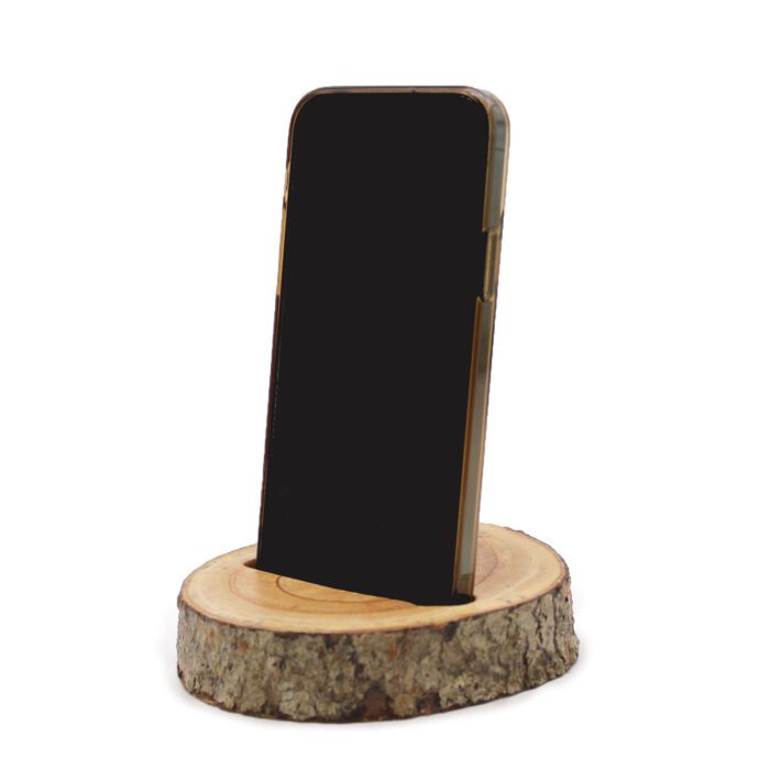 Small Log Phone Holder (slot) - Natural / Small Log Phone Holder slot Natural 3