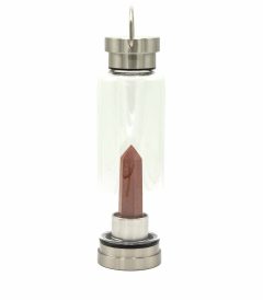 Crystal Infused Glass Water Bottle - Invigorating Red Jasper - Obelisk
